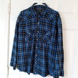 Authentic Workwear Flannel By Cactus Blue Long Sleeve Pearl Snaps Shirt Men's XL